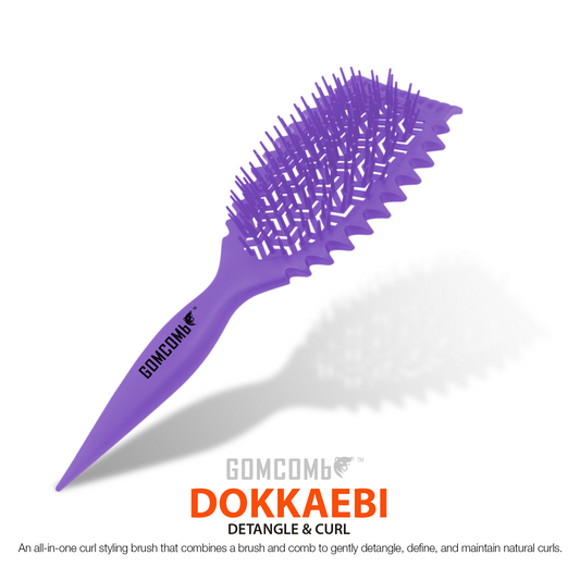 HAIR BRUSH - GCDO05PL - GOMCOMb DOKKAEBI DETANGLE AND CURL BRUSH - PURPLE - PACK OF 6