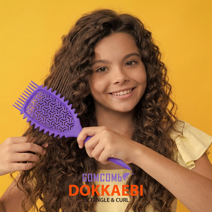 HAIR BRUSH - GBDO05PL - GOMCOMb DOKKAEBI DETANGLE AND CURL BRUSH - PURPLE - PACK OF 6