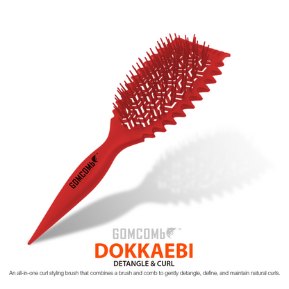 HAIR BRUSH - GBDO05RD - GOMCOMb DOKKAEBI DETANGLE AND CURL BRUSH - RED - PACK OF 6