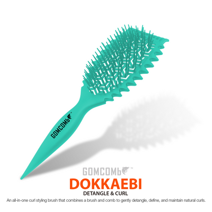HAIR BRUSH - GBDO05TL - GOMCOMb DOKKAEBI DETANGLE AND CURL BRUSH - TEAL - PACK OF 6