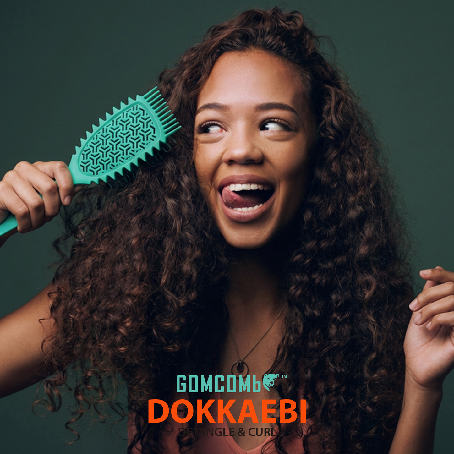 HAIR BRUSH - GBDO05TL - GOMCOMb DOKKAEBI DETANGLE AND CURL BRUSH - TEAL - PACK OF 6