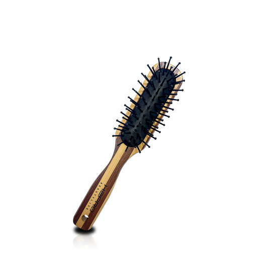 HAIR BRUSH - GBP3WN - GOMBRUSh BAMBOO WOOD PADDLE BRUSH NYLON BRISTLE - PACK OF 6