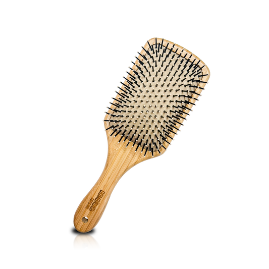 HAIR BRUSH - GBP61WN - GOMBRUSh BAMBOO WOOD PADDLE BRUSH NYLON BRISTLE - PACK OF 6
