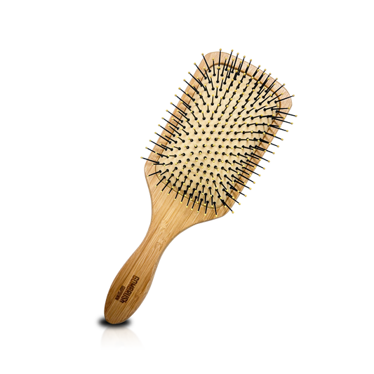 HAIR BRUSH - GBP91WN - GOMBRUSh BAMBOO WOOD PADDLE BRUSH NYLON BRISTLE - PACK OF 6