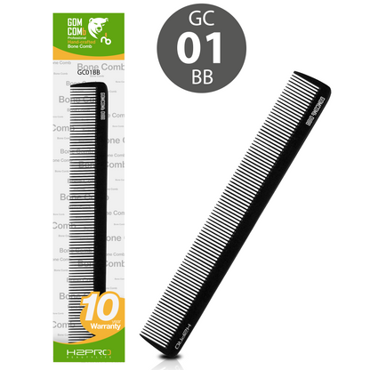 HAIR COMB - GC01BB - GOMCOMb BONE CUTTING STYLING COMB - BLACK - 205 MM - PACK OF 12