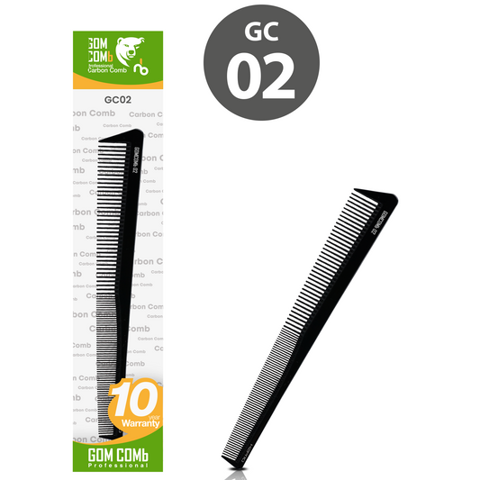 HAIR COMB - GC02 - GOMCOMb BLACK CARBON SMALL CUTTING STYLING COMB - 180 MM  - BLACK - PACK OF 12