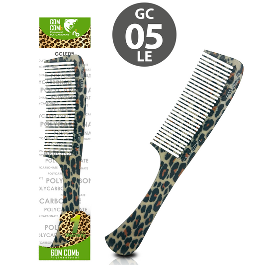 HAIR COMB - GC05LE - GOMCOMb POLYCARBONATE LEOPARD DESIGN SHAMPOO COMB - 230 MM - PACK OF 12