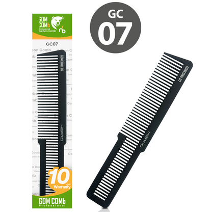 HAIR COMB - GC07 - GOMCOMb BLACK CARBON BARBER COMB - 225 MM - PACK OF 12