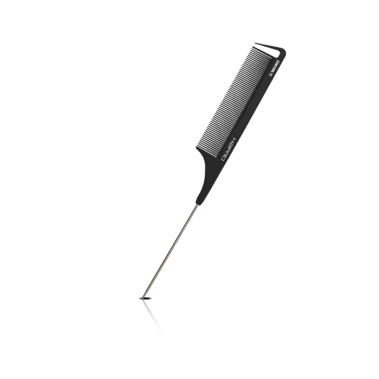 HAIR COMB - GC08 - GOMCOMb BLACK CARBON FINE TOOTH PIN TAIL COMB - 238 MM - PACK OF 12