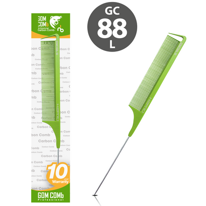 HAIR COMB - GC88L - GOMCOMb LIME CARBON LONG FINE TOOTH PIN TAIL COMB - 270 MM - PACK OF 12