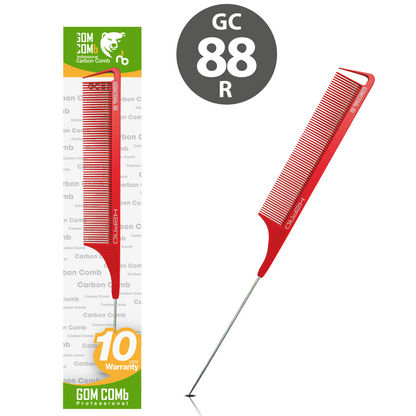 HAIR COMB - GC88R - GOMCOMb RED CARBON LONG FINE TOOTH PIN TAIL COMB - 270 MM - PACK OF 12