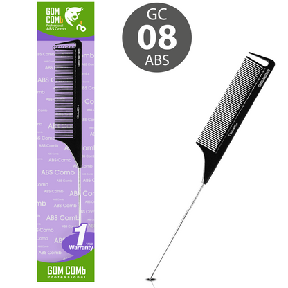 HAIR COMB - GC08ABS - GOMCOMb ABS FINE TOOTH PIN TAIL COMB - 238 MM - PACK OF 12