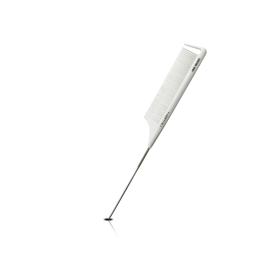 HAIR COMB - GC08WH - GOMCOMb WHITE CARBON METAL PIN TAIL COMB - 238 MM - PACK OF 12