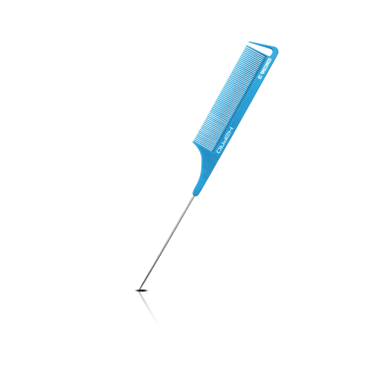HAIR COMB - GC08BLUE - GOMCOMb BLUE CARBON FINE TOOTH PIN TAIL COMB - 238 MM - PACK OF 12