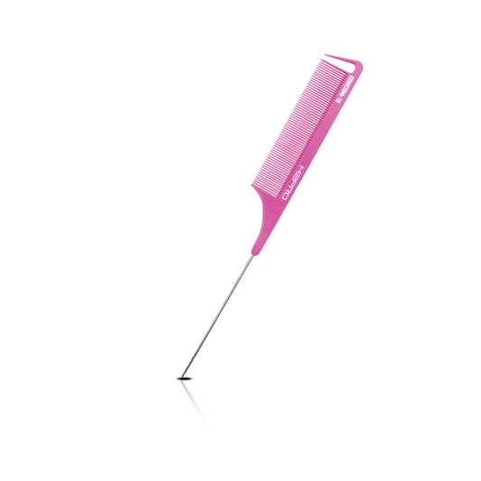 HAIR COMB - GC08PINK - GOMCOMb PINK CARBON FINE TOOTH PIN TAIL COMB - 238 MM - PACK OF 12