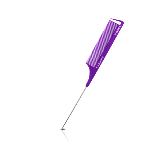 HAIR COMB - GC08PURPLE - GOMCOMb PURPLE CARBON FINE TOOTH PIN TAIL COMB - 238 MM - PACK OF 12
