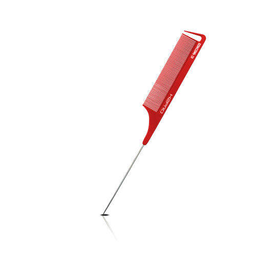 HAIR COMB - GC08RED - GOMCOMb RED CARBON FINE TOOTH PIN TAIL COMB - 238 MM - PACK OF 12