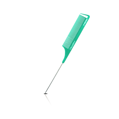HAIR COMB - GC08TEAL - GOMCOMb TEAL CARBON FINE TOOTH PIN TAIL COMB - 238 MM - PACK OF 12