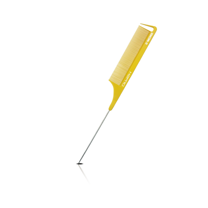 HAIR COMB - GC08YELLOW - GOMCOMb YELLOW CARBON FINE TOOTH PIN TAIL COMB - 238 MM - PACK OF 12