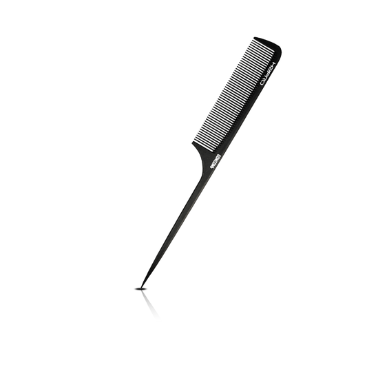 HAIR COMB - GC10 - GOMCOMb BLACK CARBON FINE TOOTH RAT TAIL COMB - 238 MM - PACK OF 12