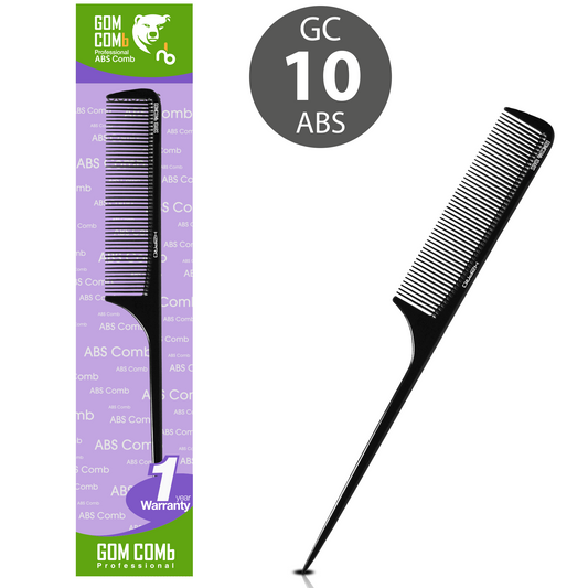 HAIR COMB - GC10ABS - GOMCOMb ABS FINE TOOTH RAT TAIL COMB - 238 MM - PACK OF 12