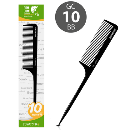 HAIR COMB - GC10BB - GOMCOMb BONE RAT TAIL COMB - BLACK - 250 MM - PACK OF 12