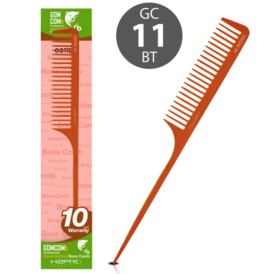 HAIR COMB - GC11BT - GOMCOMb BONE RAT TAIL COMB - TAN - 260 MM - PACK OF 12