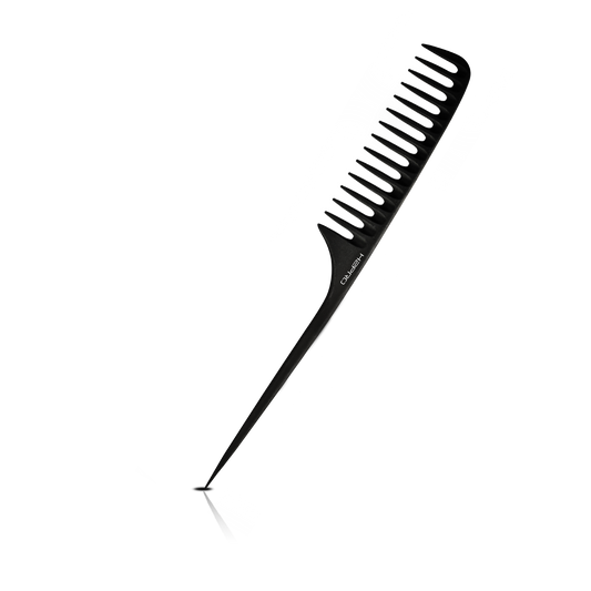 HAIR COMB - GC12 - GOMCOMb BLACK CARBON SHAMPOO RAT TAIL COMB - 295 MM - PACK OF 12