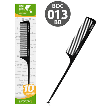 HAIR COMB - GC13BB - GOMCOMb BONE FINE TOOTH RAT TAIL COMB - BLACK - 235 MM - PACK OF 12