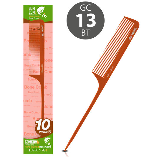 HAIR COMB - GC13BT - GOMCOMb BONE FINE TOOTH RAT TAIL COMB - TAN - 235 MM - PACK OF 12
