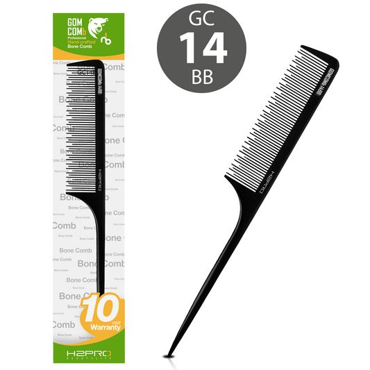 HAIR COMB - GC14BB - GOMCOMb BONE FINE TOOTH TEASING COMB - BLACK - 252 MM - PACK OF 12