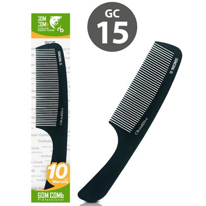 HAIR COMB - GC15 - GOMCOMb BLACK CARBON FINE TOOTH SHAMPOO COMB - 225 MM - PACK OF 12
