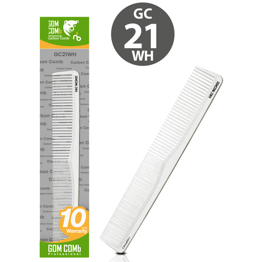 HAIR COMB - GC21WH - GOMCOMb WHITE CARBON SMALL CUTTING STYLING COMB - 180 MM - PACK OF 12