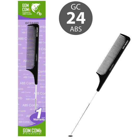 HAIR COMB - GC24ABS - GOMCOMb ABS FINE TOOTH PIN TAIL COMB - 221 MM - PACK OF 12