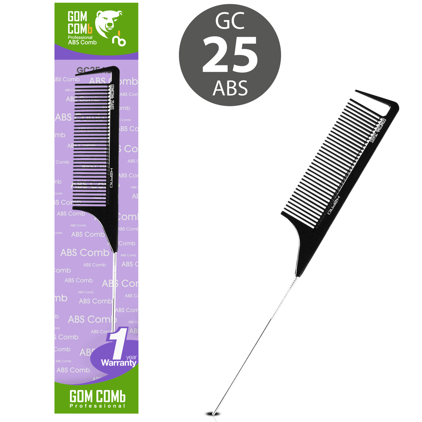 HAIR COMB - GC25ABS - GOMCOMb ABS RAT TAIL COMB - 237 MM - PACK OF 12