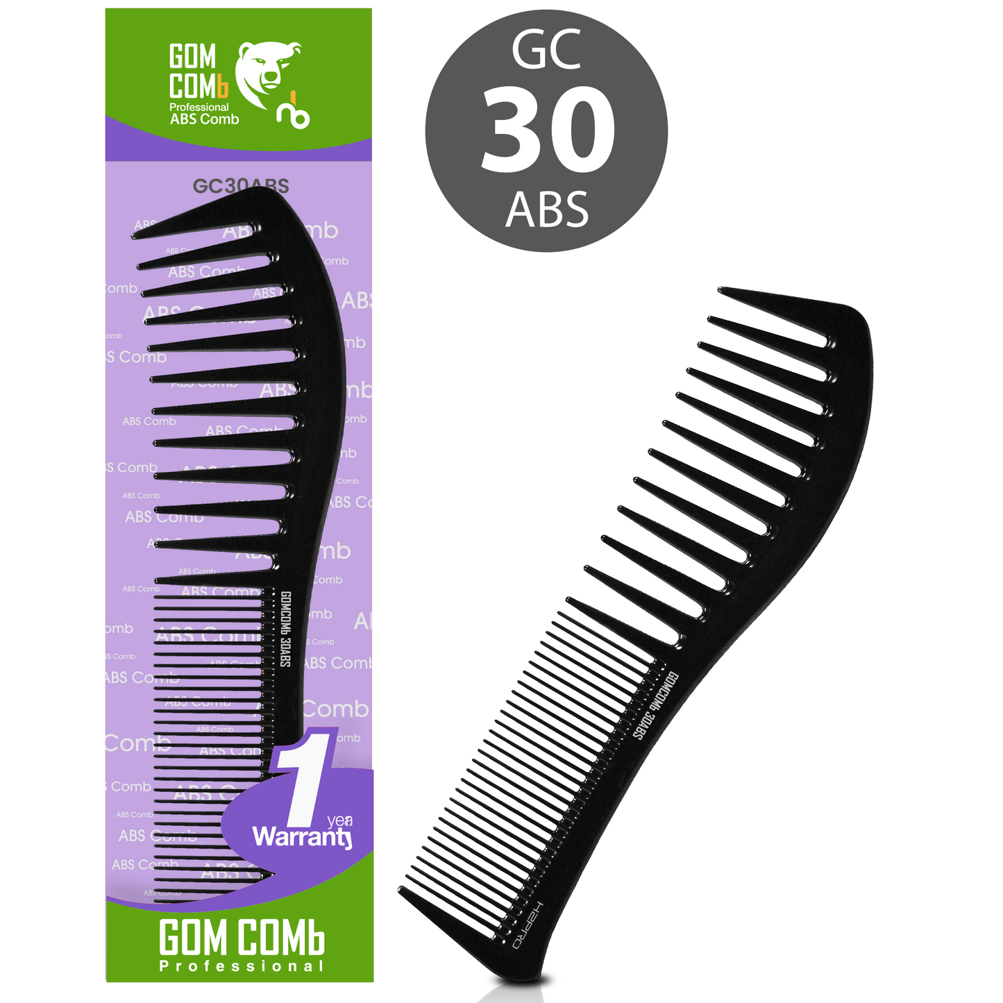 HAIR COMB - GC30ABS - GOMCOMb ABS WAVE STYLING COMB - 193 MM - PACK OF 12