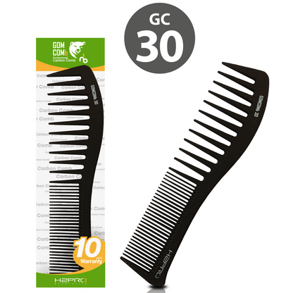 HAIR COMB - GC30 - GOMCOMb BLACK CARBON WAVE STYLING COMB - 193 MM - PACK OF 12