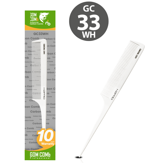 HAIR COMB - GC33WH - GOMCOMb WHITE CARBON CUTTING STYLING COMB - 205 MM - PACK OF 12