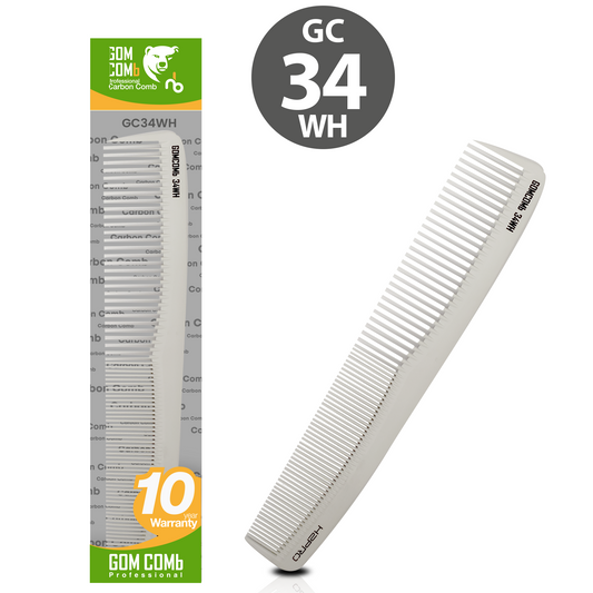 HAIR COMB - GC34WH - GOMCOMb WHITE CARBON CUTTING STYLING COMB - 213 MM - PACK OF 12