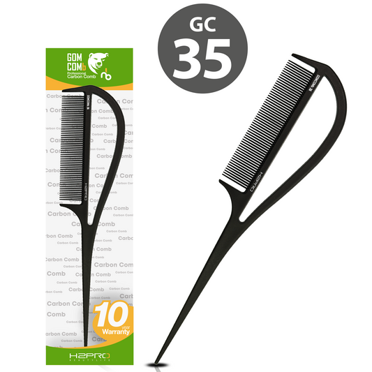 HAIR COMB - GC36 - GOMCOMb BLACK CARBON RAT TAIL COMB - 240 MM - PACK OF 12