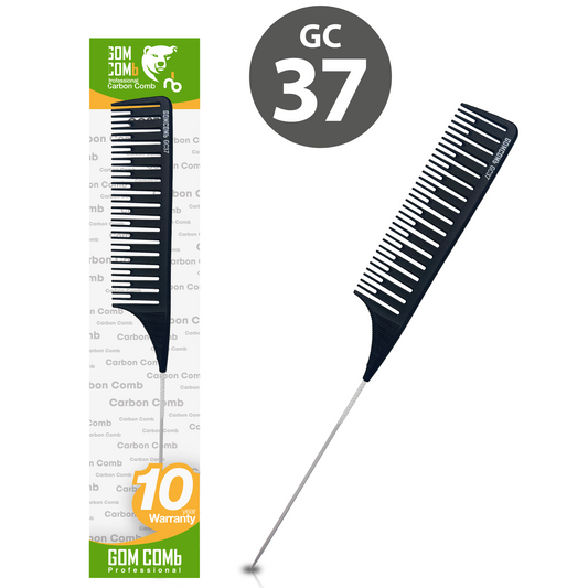 HAIR COMB - GC37 - GOMCOMb BLACK CARBON TEASING HIGHLIGHT COMB - 277 MM  - BLACK - PACK OF 12