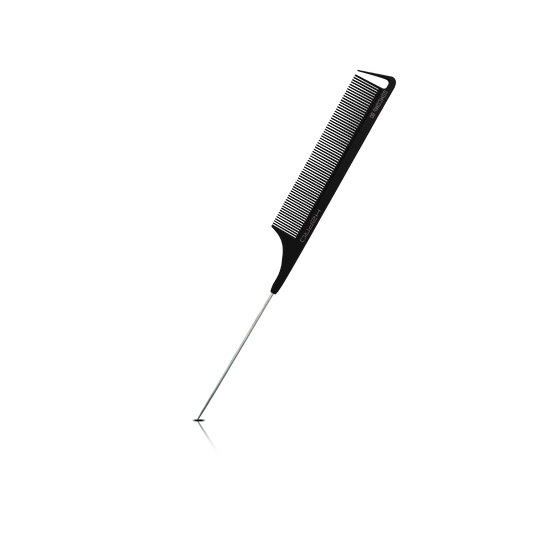 HAIR COMB - GC88 - GOMCOMb BLACK CARBON LONG FINE TOOTH PIN TAIL COMB - 270 MM - PACK OF 12