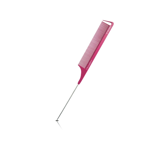 HAIR COMB - GC88PK - GOMCOMb PINK CARBON LONG FINE TOOTH PIN TAIL COMB - 270 MM - PACK OF 12