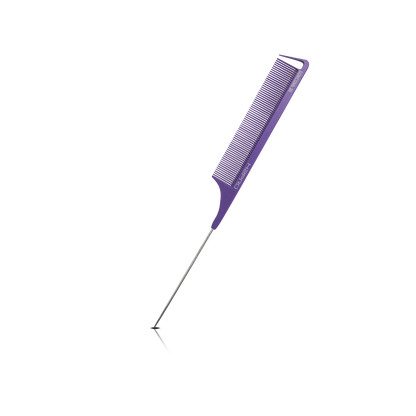 HAIR COMB - GC88PP - GOMCOMb PURPLE CARBON LONG FINE TOOTH PIN TAIL COMB - 270 MM - PACK OF 12