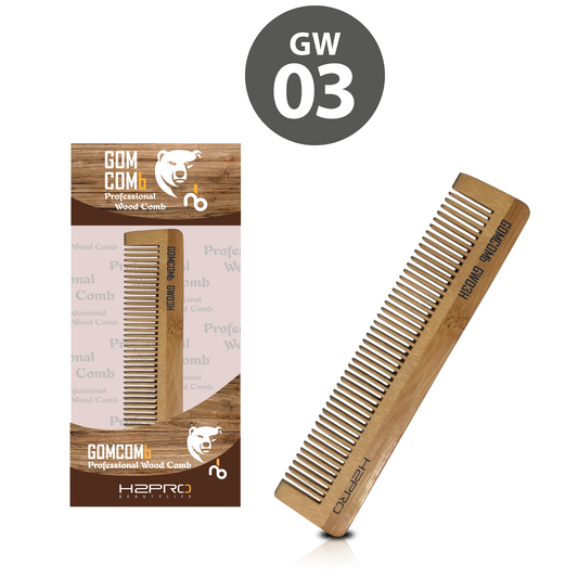 HAIR COMB - GW03 - GOMCOMb NATURAL BAMBOO WOOD STYLING BEARD COMB - 137 MM - PACK OF 12