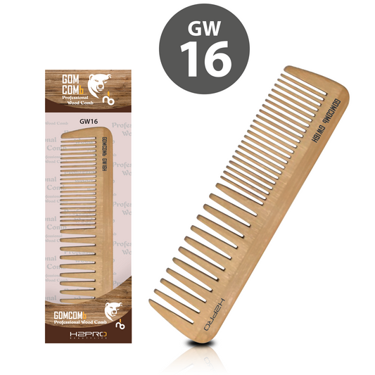 HAIR COMB - GW16 - GOMCOMb NATURAL BAMBOO WOOD DETANGLING COMB - 180 MM - PACK OF 12