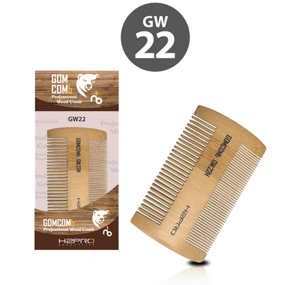 HAIR COMB - GW22 - GOMCOMb NATURAL BAMBOO WOOD BEARD COMB - 98 MM - PACK OF 12