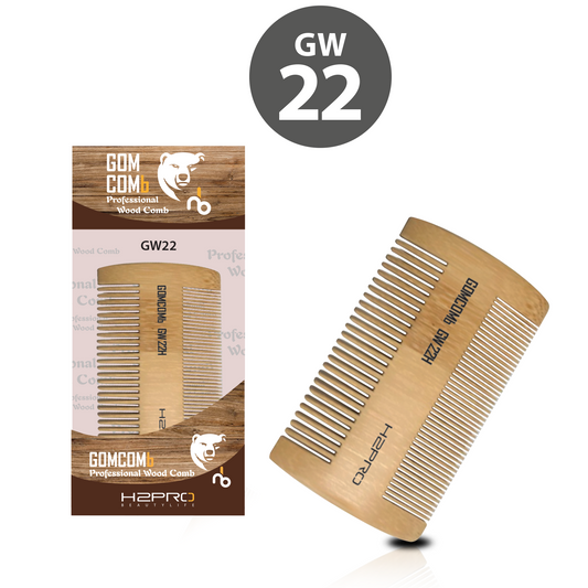 HAIR COMB - GW22 - GOMCOMb NATURAL BAMBOO WOOD BEARD COMB - 98 MM - PACK OF 12
