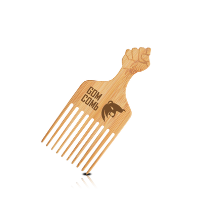 HAIR COMB - GWPICK02 - GOMCOMb NATURAL BAMBOO WOOD PICK COMB - PACK OF 12