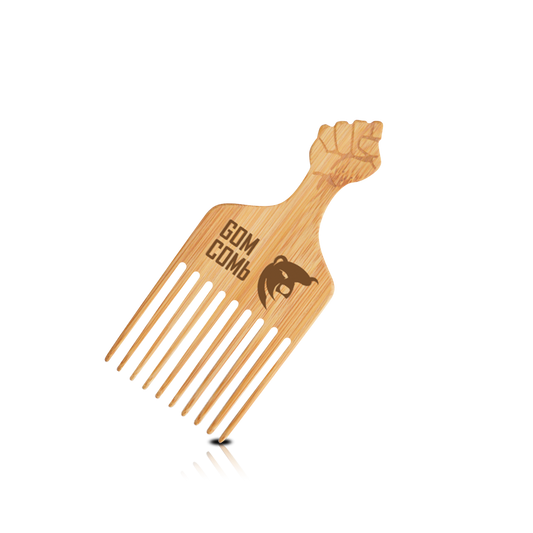 HAIR COMB - GWPICK02 - GOMCOMb NATURAL BAMBOO WOOD PICK COMB - PACK OF 12